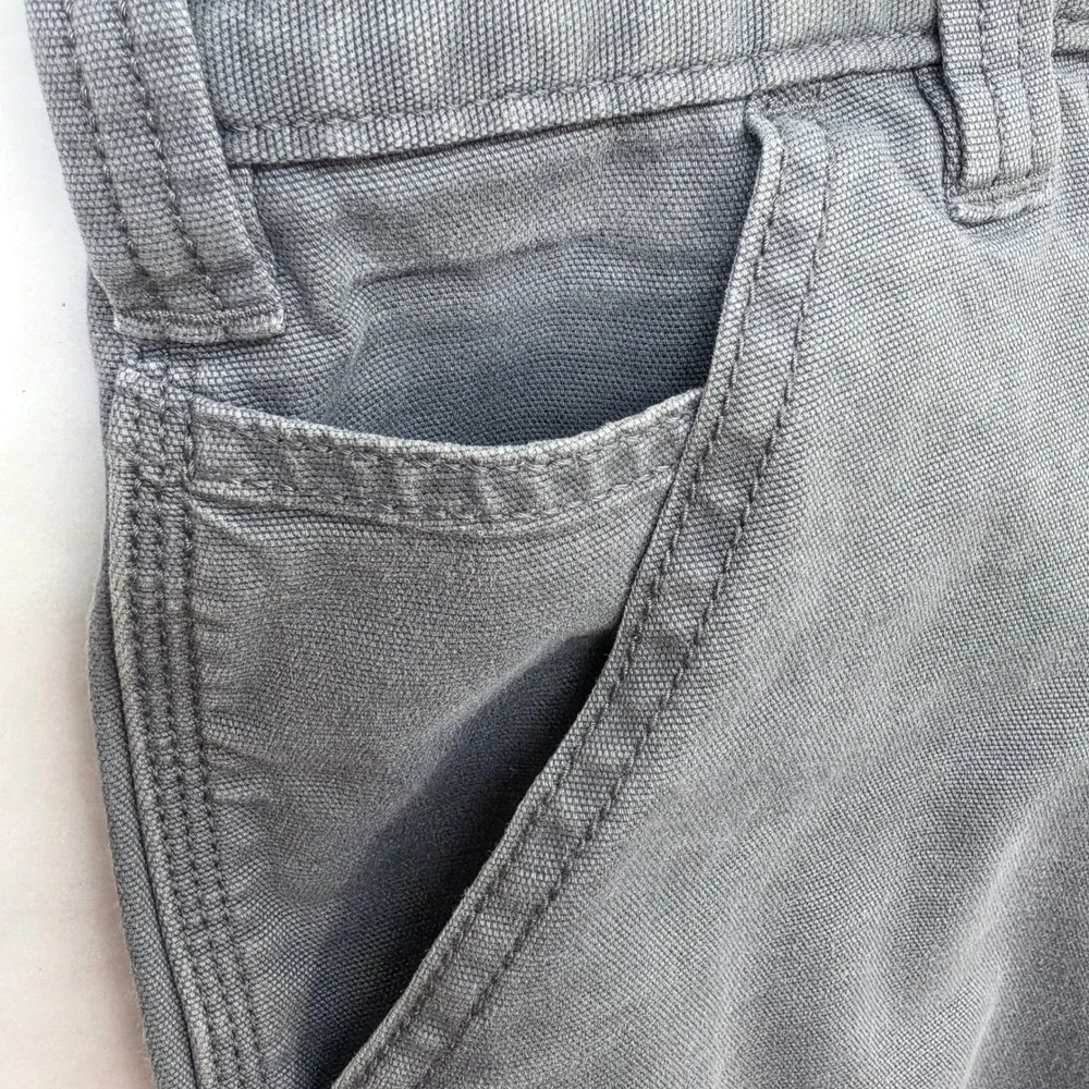 Carhartt Mens Gray Canvas Carpenter Work Shorts Utility Tool Pocket Relaxed 38